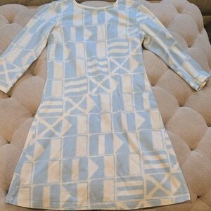 MAHI GOLD Light Blue and White Long Sleeve Dress